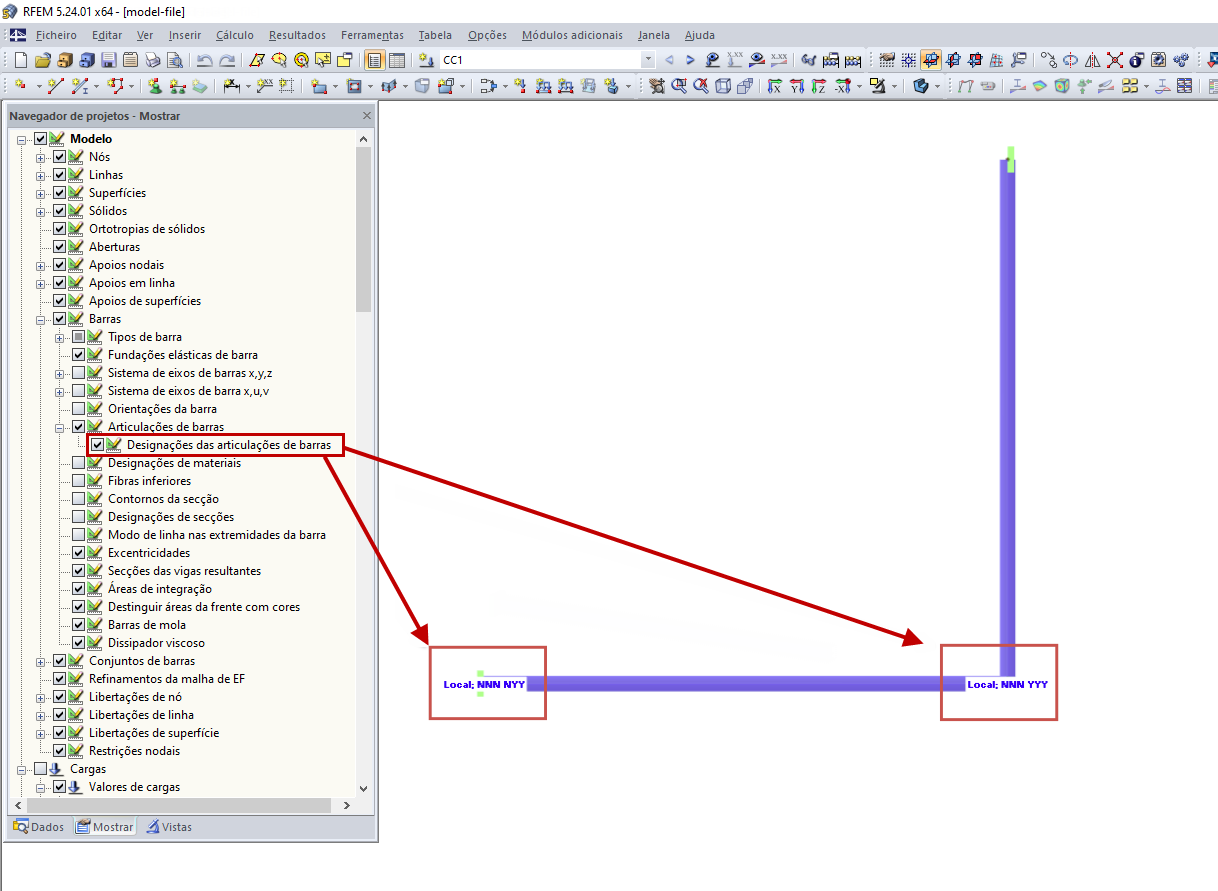 FAQ 005088 | Como é que posso apresentar mais informações sobre as articulações de barras no gráfico?