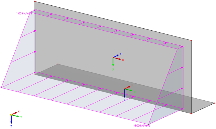 Linear em Z carga de superfície variável com direção de carga z