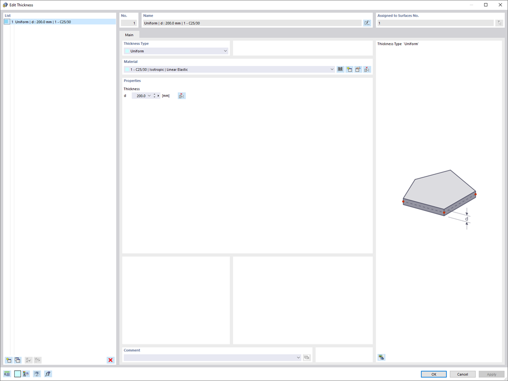 Novo objeto de espessura para descrever a espessura de uma superfície