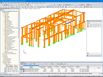 Modelação da estrutura de madeira do edifício de escritórios no RFEM