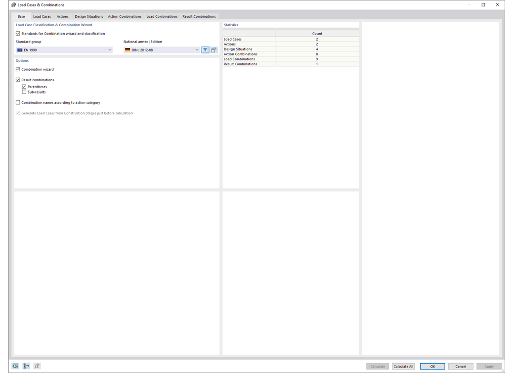 Caixa de diálogo do assistente de combinações