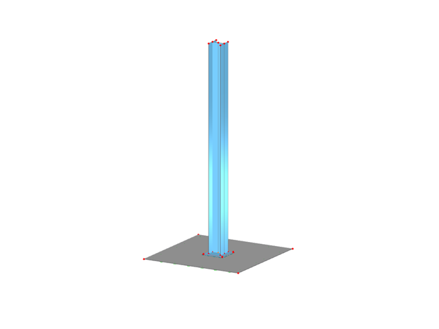 Pilar de aço com placa de base e contacto de superfície