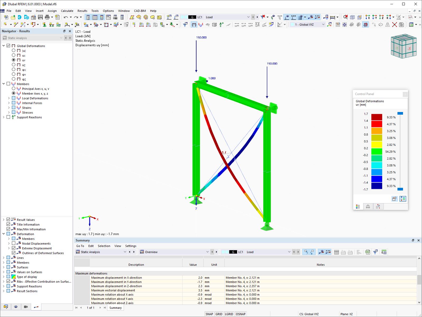 Tipo de modelo 2D | XZ | 3D no RFEM 6