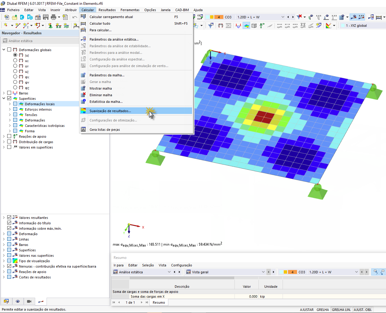 FAQ 005122 | Onde é que posso configurar a apresentação constante das tensões nos elementos no RFEM 6?