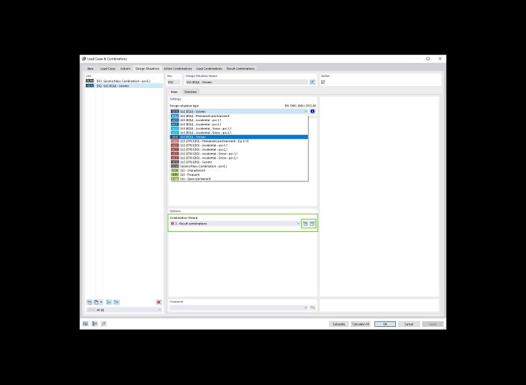 Tipo de situação de dimensionamento sísmico