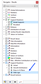 Exibindo reações de apoio com sinais