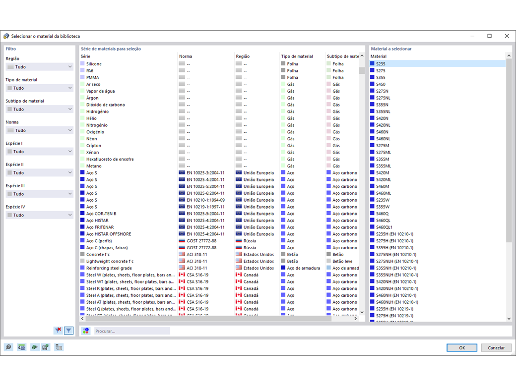 Biblioteca de materiais melhorada