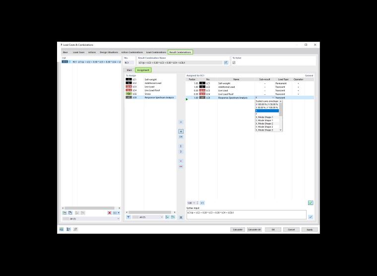 Atribuição de casos de carga a uma combinação de resultados