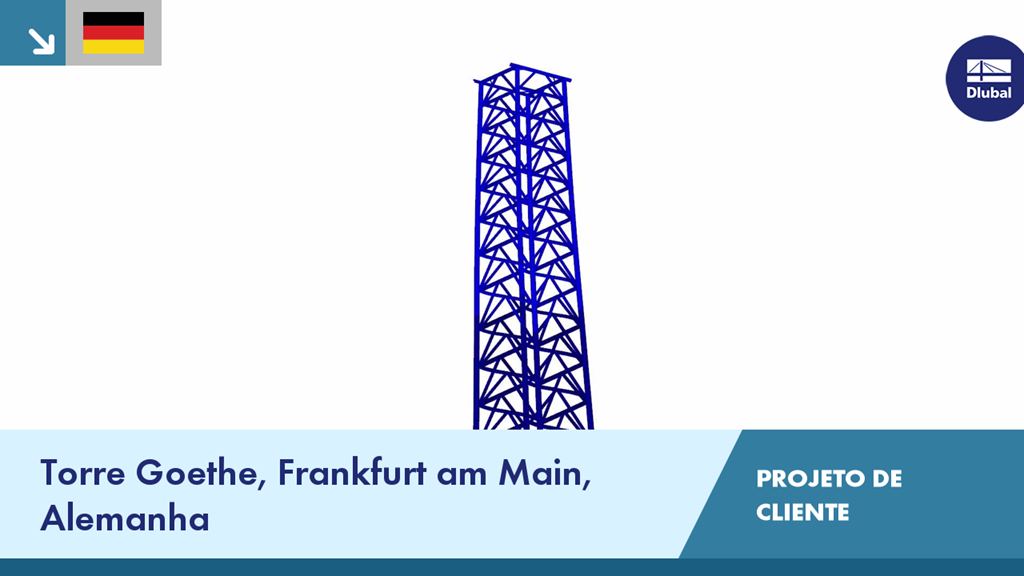 Vista da Torre de Goethe em Frankfurt am Main como parte de um projeto de construção.