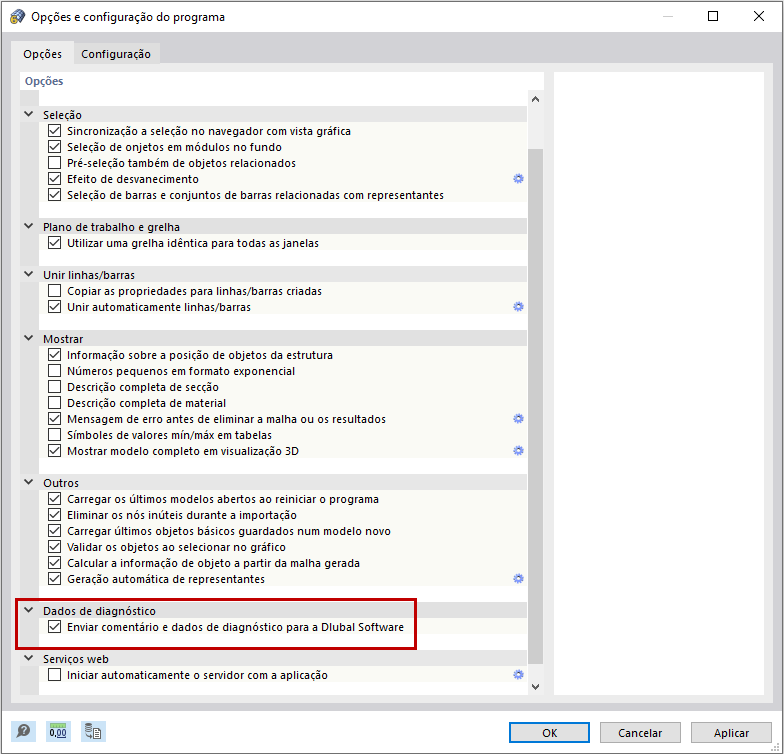 Aprovar ou rejeitar o envio de dados de diagnóstico