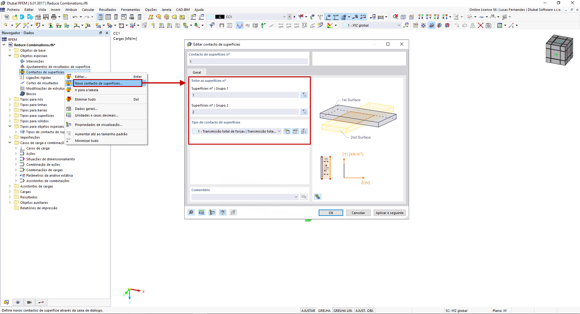 FAQ 005134 | Qual é a forma mais rápida de criar um contacto entre duas superfícies?