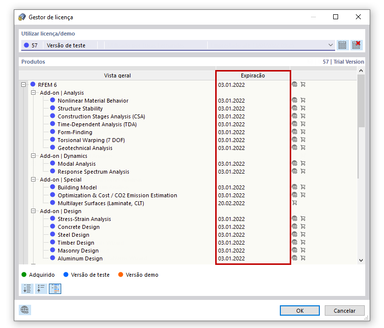 FAQ 005135 | Infelizmente, o período experimental da minha versão de teste do RFEM 6/RSTAB 9 já expirou. Como é que posso continuar a testar os novos produtos da Dlubal?