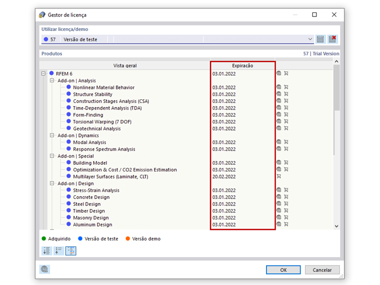 FAQ 005135 | Infelizmente, o período experimental da minha versão de teste do RFEM 6/RSTAB 9 já expirou. Como é que posso continuar a testar os novos produtos da Dlubal?