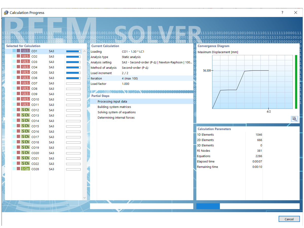 FAQ 005137 | Ao analisar as combinações utilizando o método geometricamente linear, aparentemente o cálculo paralelo funciona.