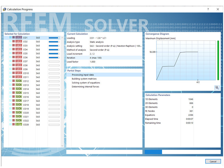 FAQ 005137 | Ao analisar as combinações utilizando o método geometricamente linear, aparentemente o cálculo paralelo funciona.