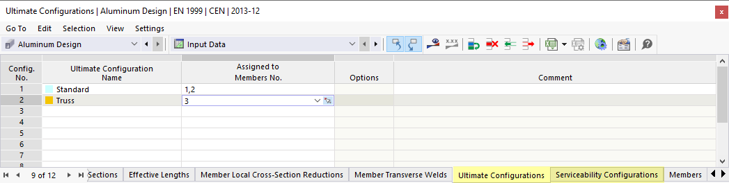 Atribuir tipo de configuração na tabela