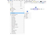 Ferramentas de modelação no menu "Editar" e botões na barra de ferramentas