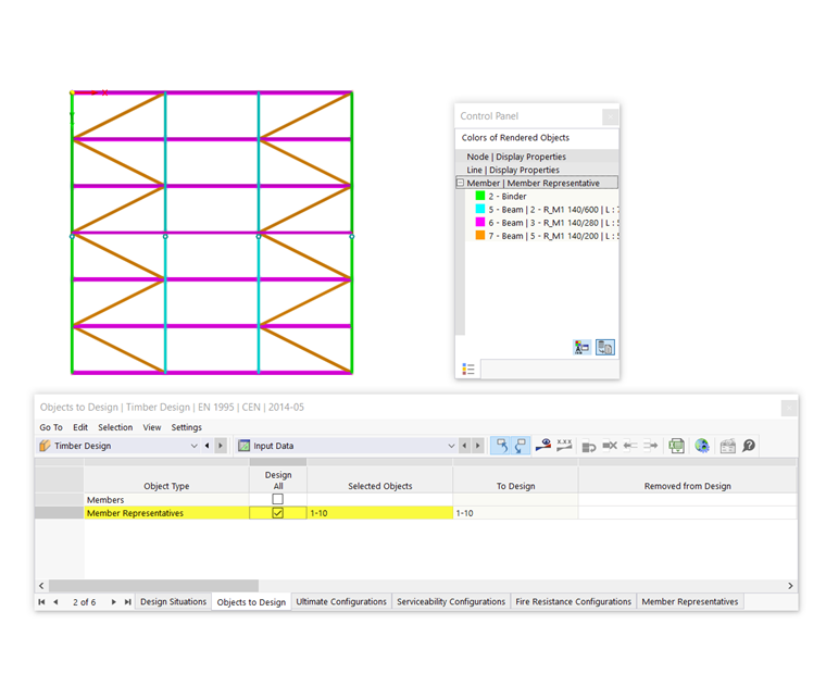 Dimensionamento de representantes de barras | Representantes de barras a serem dimensionados