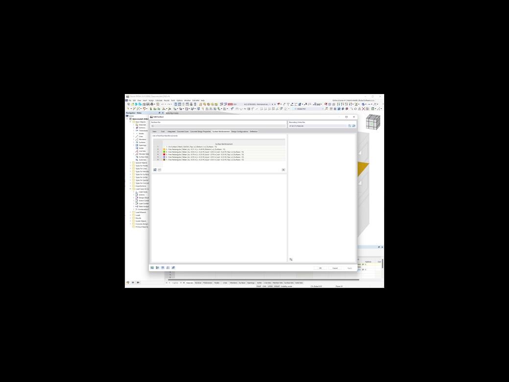 Especificação da armadura de superfície