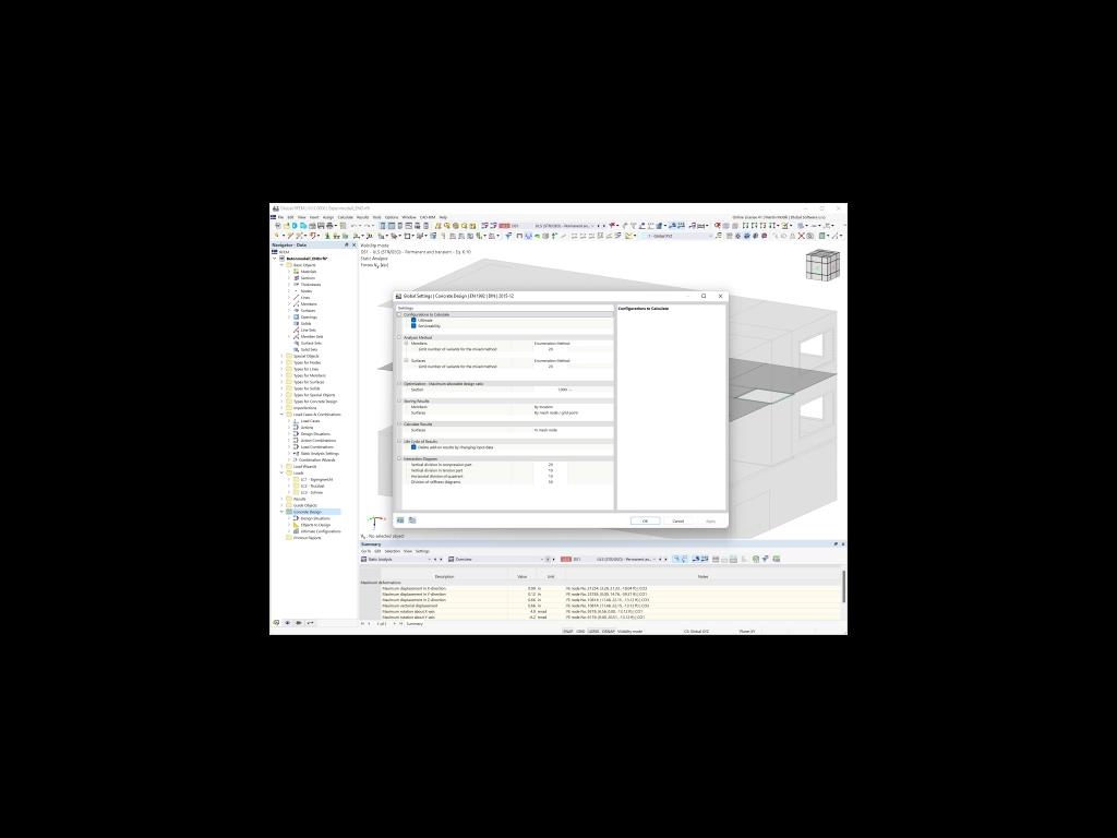 Parâmetros globais para o dimensionamento