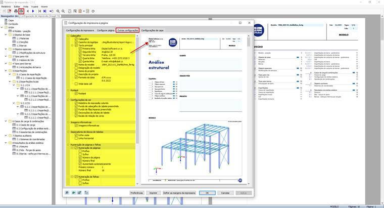 FAQ 005172 | É possível ajustar a disposição (por exemplo, o cabeçalho) no relatório de impressão no RFEM 6/RSTAB 9?