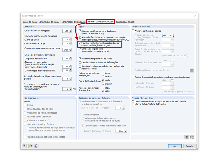 FAQ 005183 | Desativei objetos por caso de carga. Por que razão ainda são considerados no cálculo do caso de carga correspondente?