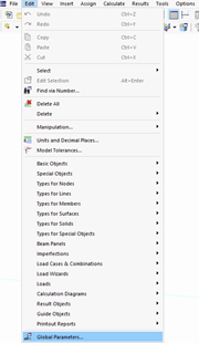 Abrir parâmetros globais