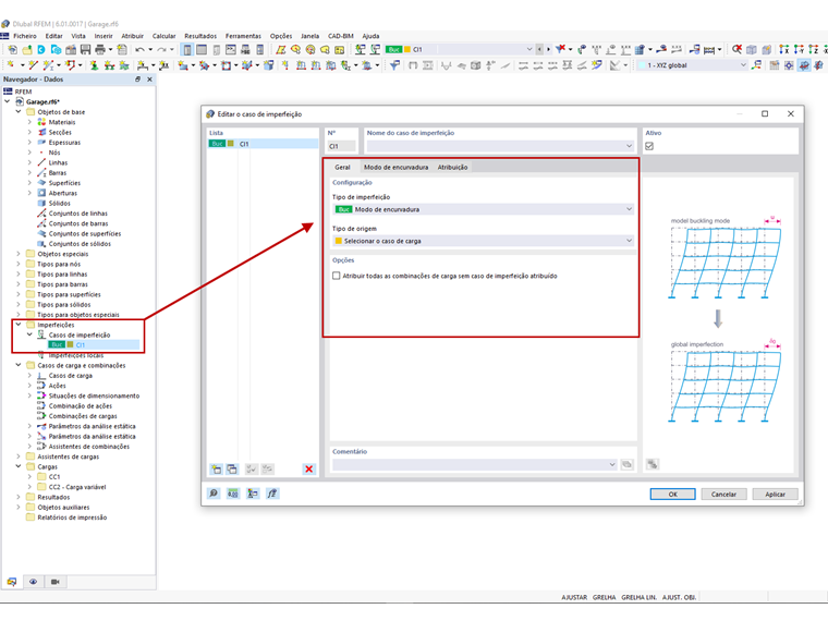 FAQ 005185 | Como é que posso gerar imperfeições em superfícies no RFEM 6 com base no modo de encurvadura determinante?