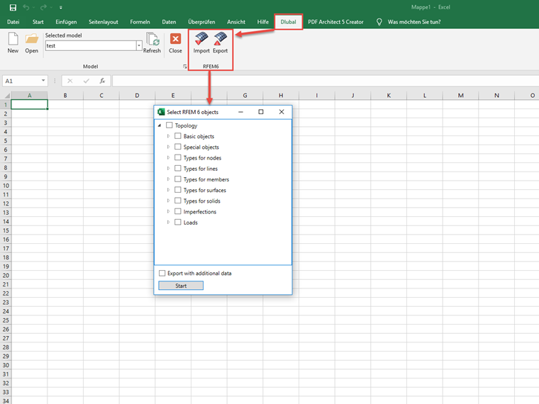 FAQ 005188 | A importação do Microsoft Excel continua disponível no RFEM 6?