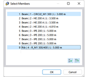 Seleção de barras na caixa de diálogo