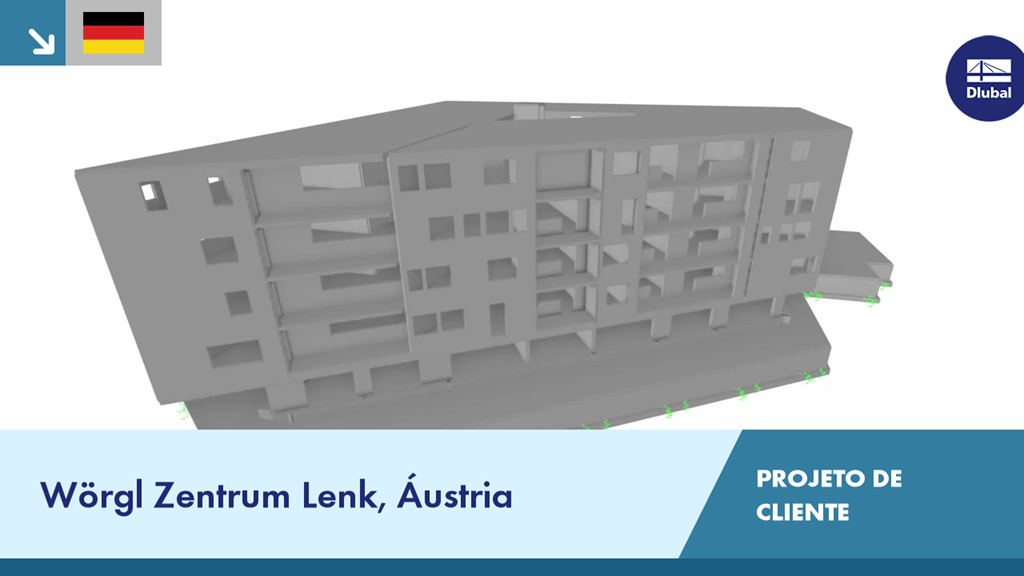 Vista da construção do Centro Wörgl, um projeto de cliente na Áustria, com vista detalhada da estrutura.