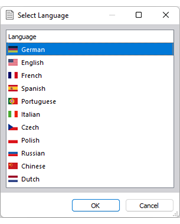 Seleção do idioma para o relatório de impressão