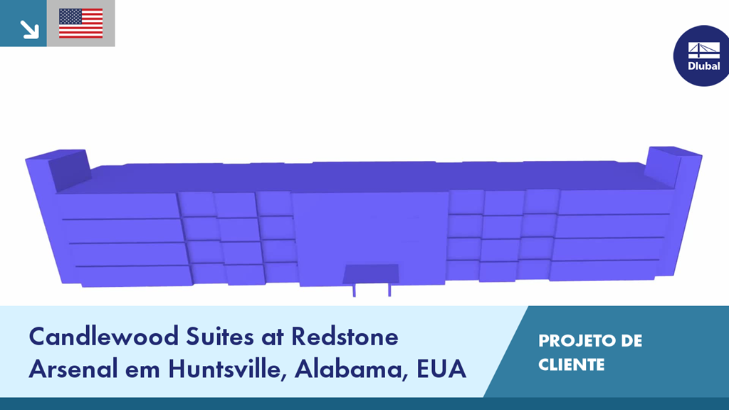 Vista do hotel Candlewood Suites at Redstone Arsenal, um moderno projeto de cliente em Huntsville, Alabama, EUA.