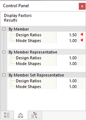 Fatores de visualização para resultados de dimensionamento no painel de controlo