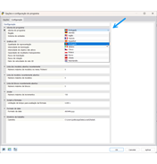 Opções do programa, seleção do idioma