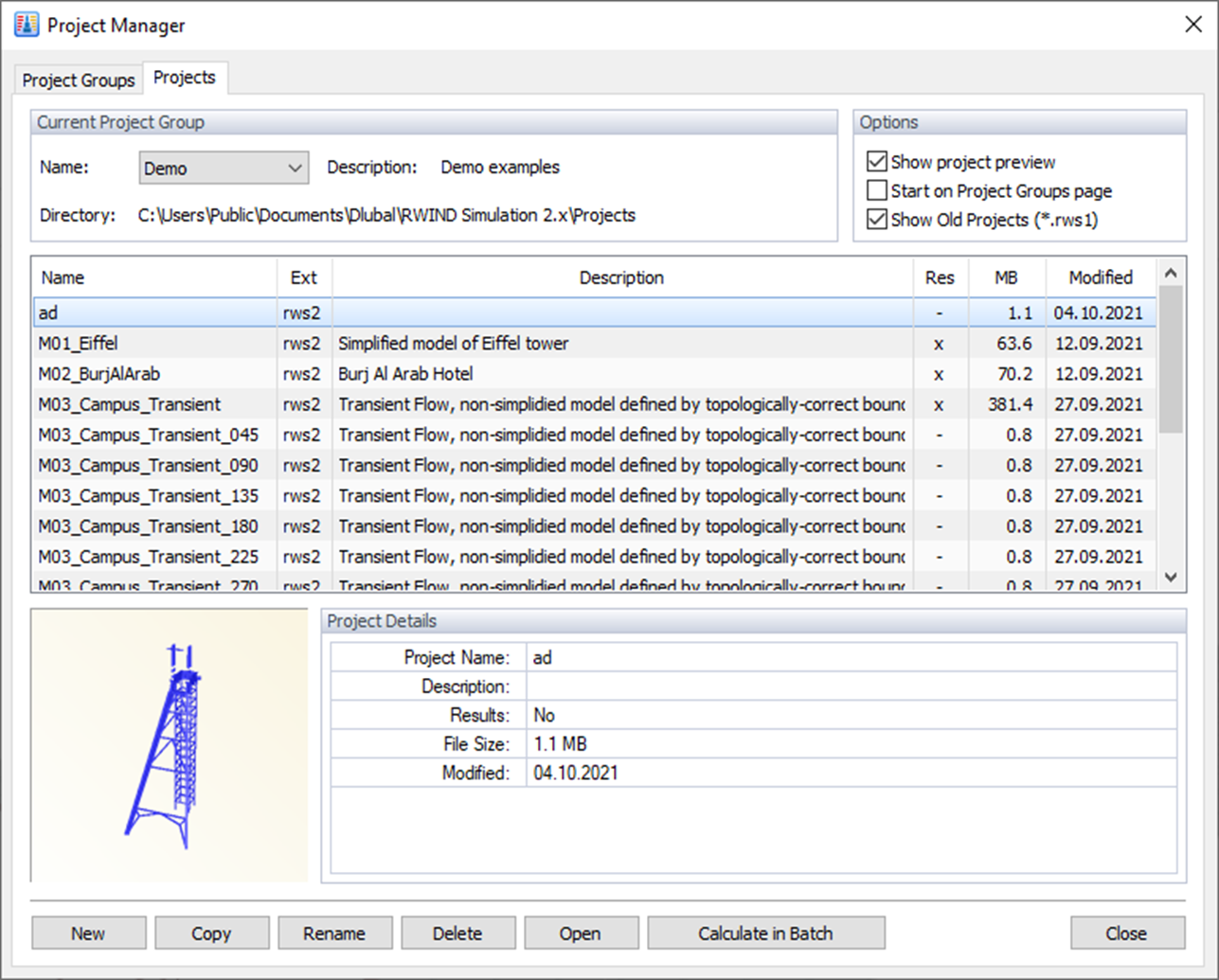 Gestor de projetos, Projetos