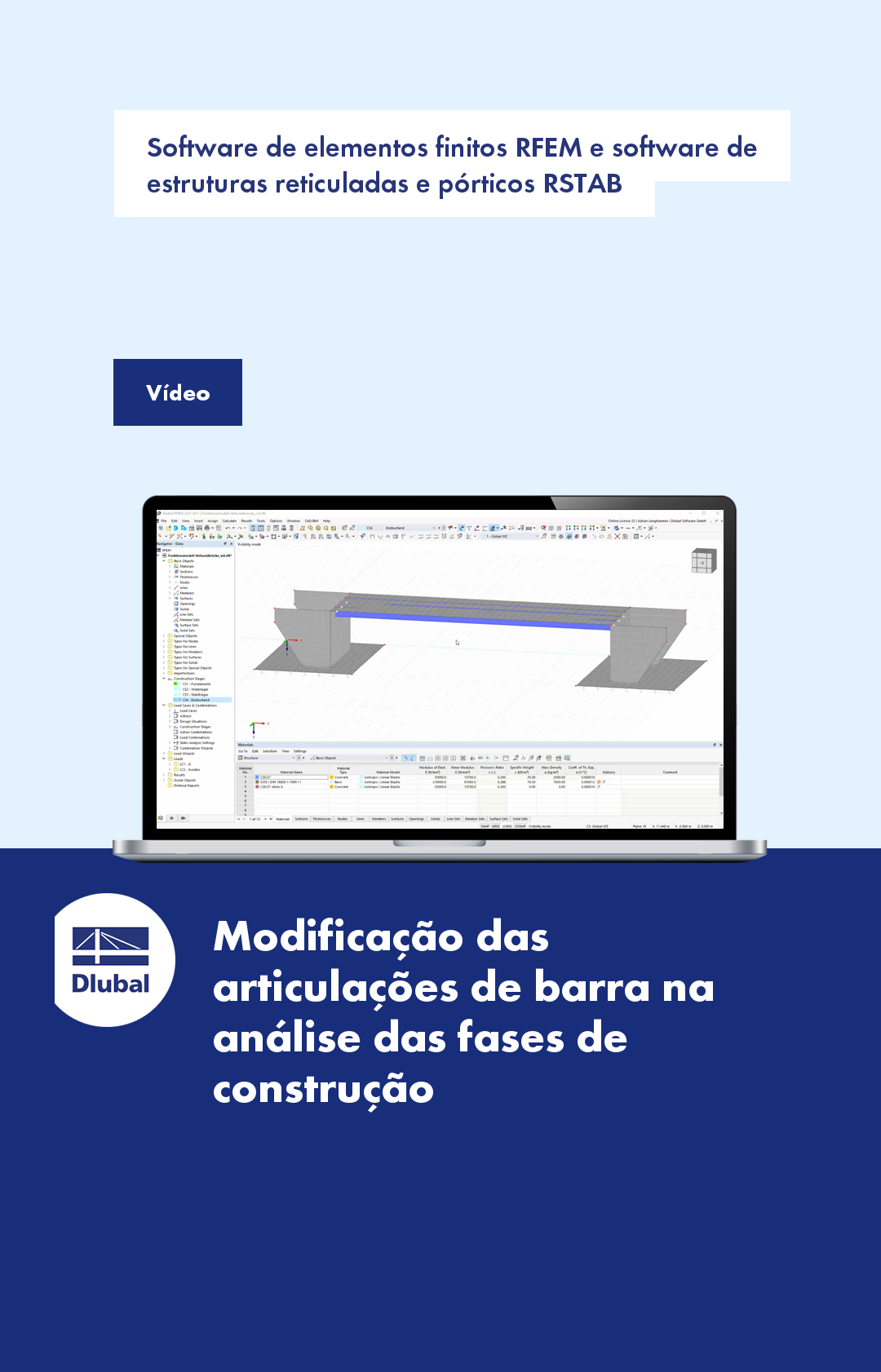 Software de elementos finitos RFEM e software de estruturas reticuladas RSTAB