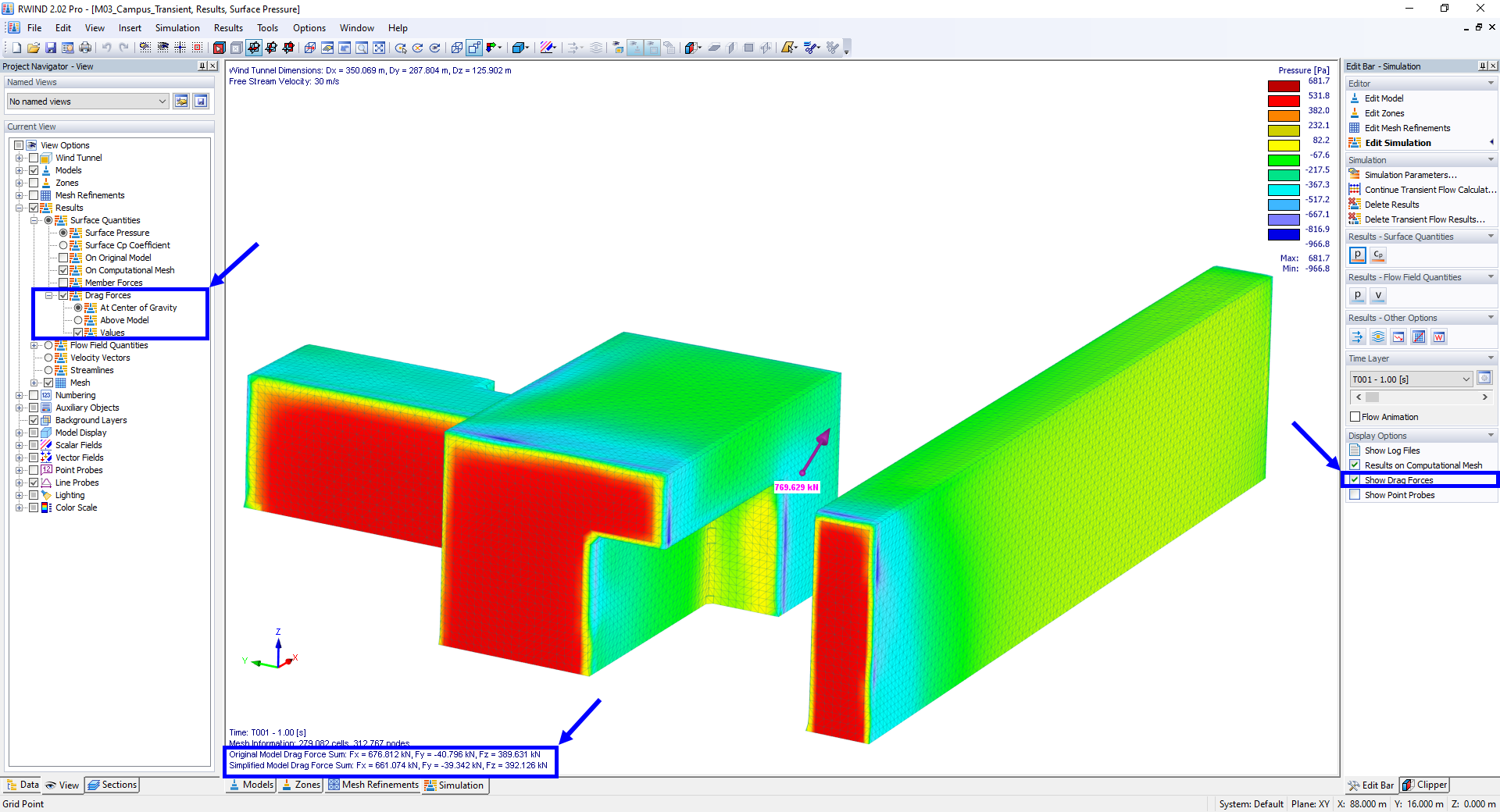Força de arrasto exibida
