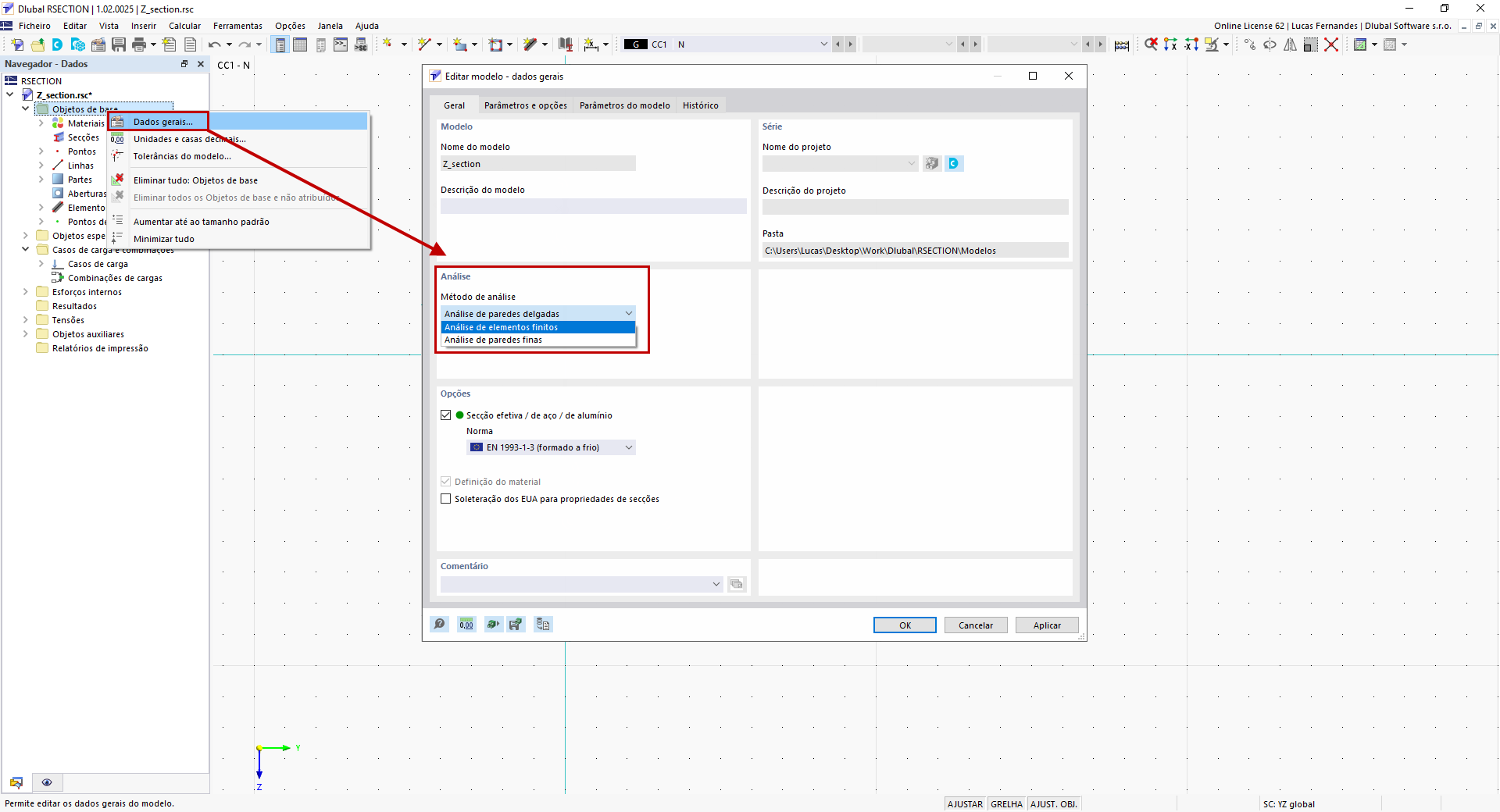 FAQ 005217 | Qual é a diferença entre a "Análise de elementos finitos" e a "Análise de paredes finas"?