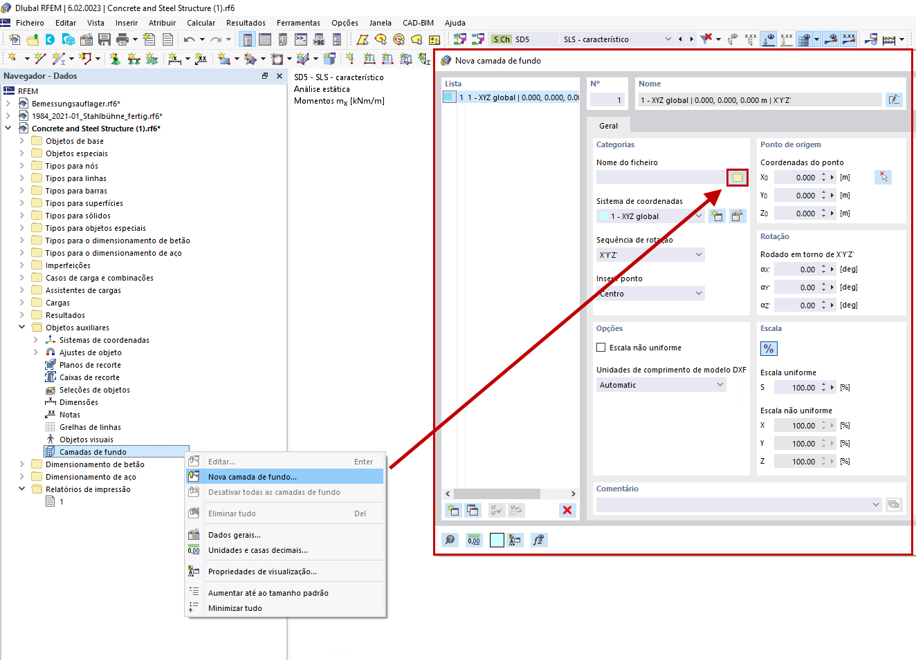 FAQ 005220 | Como é que posso inserir um ficheiro DXF como camada de fundo no RFEM 6 ou no RSTAB 9?