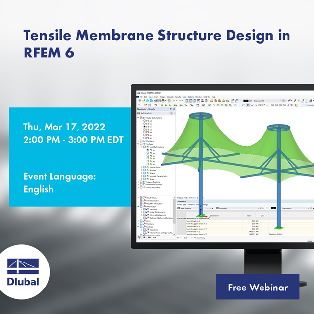 Dimensionamento da estrutura da membrana de tração no RFEM 6