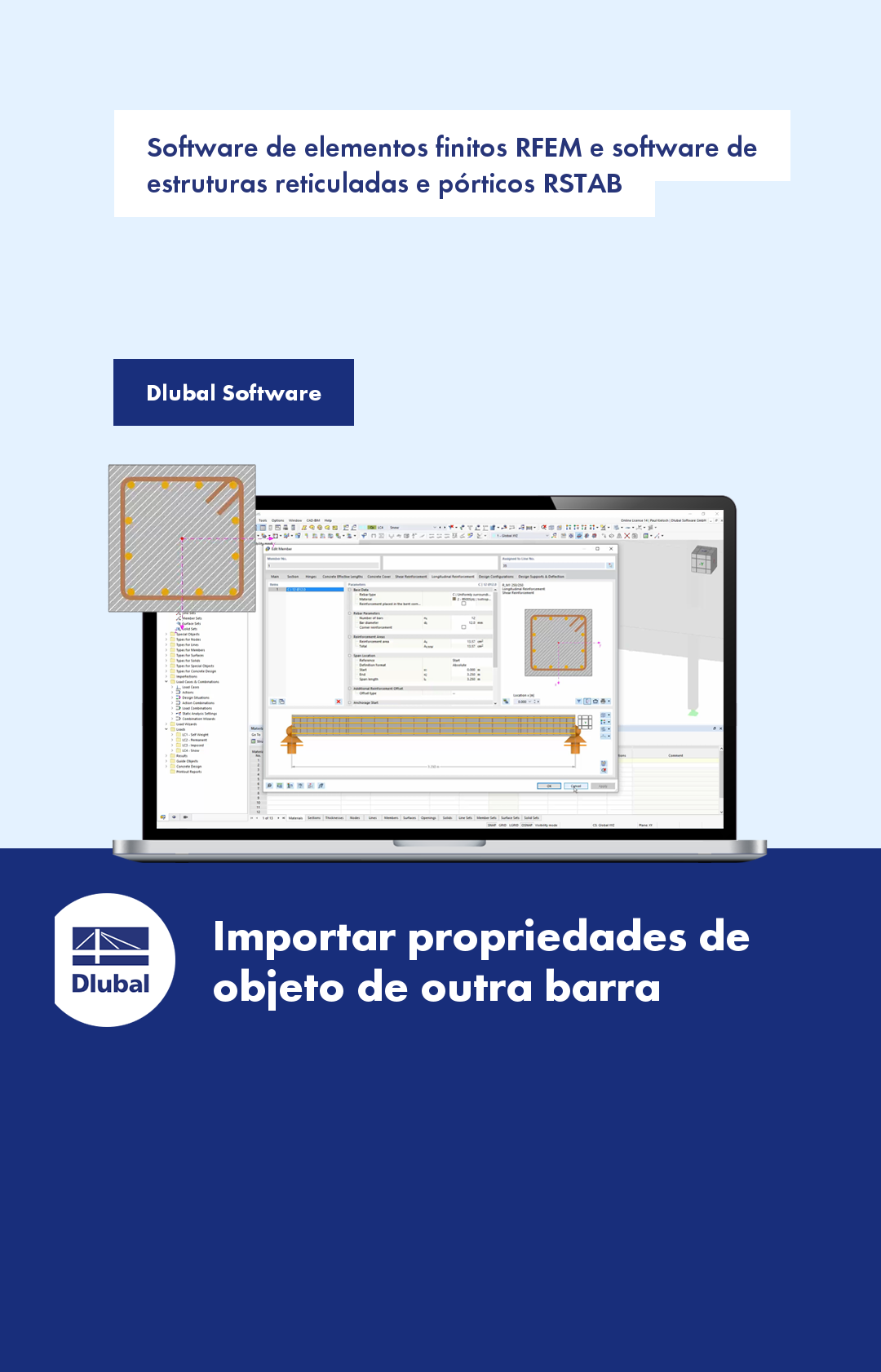 Software de elementos finitos RFEM e software de estruturas reticuladas RSTAB