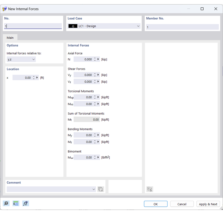 Caixa de diálogo "Novos esforços internos"