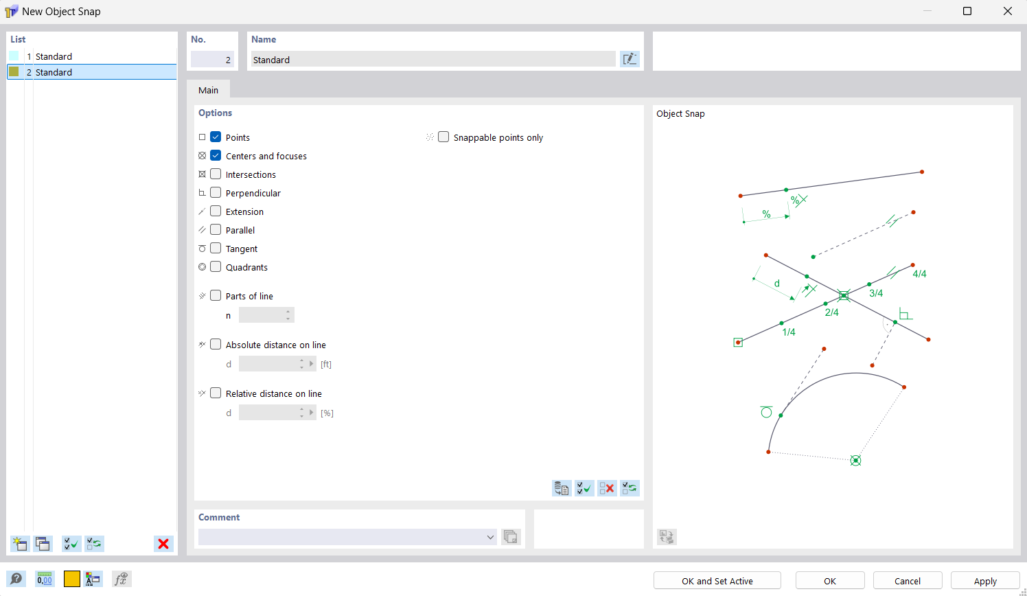 Caixa de diálogo "Novo ajuste de objeto"