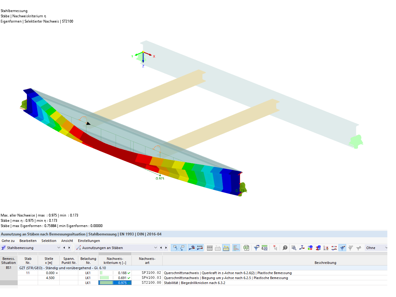 Resultado do dimensionamento em aço com aplicação de uma restrição rotacional discreta