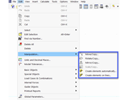 Ferramentas de modelação no menu "Editar"