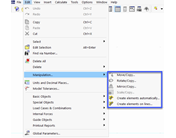Ferramentas de modelação no menu "Editar"
