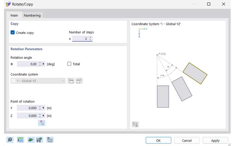 Caixa de diálogo "Rodar/Copiar"