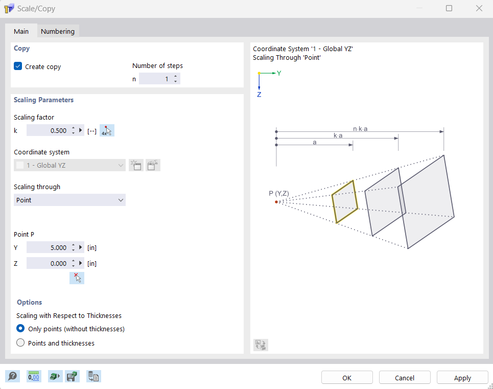 Caixa de diálogo "Escala"