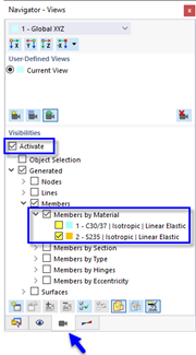 Ativar visibilidade de barras de aço apenas